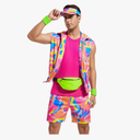 6 Pieces 80s Workout Costume for Men Halloween Cosplay 80s 90s Workout Outfit Party Clothing for Adult Mens 3XL