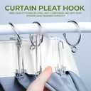 Curtain Pleat Tape - 12 Meters/13 Yards with 45 Stainless Steel 4 Prongs Hooks for DIY Pinch Pleat White