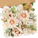 AmyHomie Nude Color Artificial Flowers Combo Silk Mix Peony Rose Fake Flowers w/Stem for DIY Wedding Bouquets Centerpieces Arrangements Table Fall Decor Party Bridal Baby Shower Home Decorations