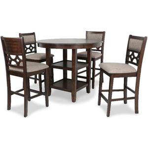 New Classic Furniture Mitchell 5-Piece Counter Set with 1 Table and 4 Chairs, Cherry Brown