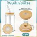 OLYCRAFT 12Pcs Bamboo Lids for Glass Cups 2.5 Inch Reusable Cup Lid with Straw Hole Wood Mason Jar Lids Replacement Beer Glasses Lid Wooden Lids with Leak-proof Silicone for Regular Mouth Beer Glasses