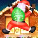 KOOY 6FT Christmas Inflatables Climbing Santa, Blow Ups Xmas Hanging Santa Outdoor Decorations with LED Light Up for Xmas Yard Outdoor Roof Christmas Decorations