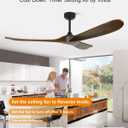 60" Wood Ceiling Fan no Light, Smart Ceiling Fans without Lights with Alexa Google App, Indoor Outdoor Ceiling Fan no Light for Bedroom Porch Modern Propeller 3 Blade High CFM Motor, Bronze