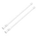 MEXAU White Tension Curtain Rod 16.5-28 inch Spring Tension Rod Curtain Rod Adjustable Spring Rod Extendable Tension Rod for Kitchen, Bathroom, Window, Closet.