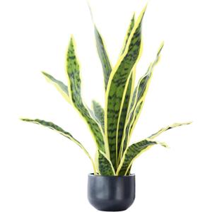 Beebel Artificial Snake Plant 22" Fake Sansevieria Potted Plants Plastic Greenery Perfect Faux Agave Plant for Home Garden Office Store Decoration