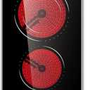 Hobsir hob 2 Burners Electric Cooktop, 12 inch Electric Stove Top Burner, Built-in Ceramic Stove with Touch Control, Timer, Safety Lock, 9 Power Levels 3200W, 220V-240V Hard Wire (No Plug)