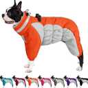 AOFITEE Dog Coat Warm Dog Puffer Jacket for Winter, Windproof Dogs Coat with Harness Built in, Reflective Turtleneck Dogs Winter Jacket Snowsuit, Full Body Fleece Coats for Small Medium Large Pet (Orange) M