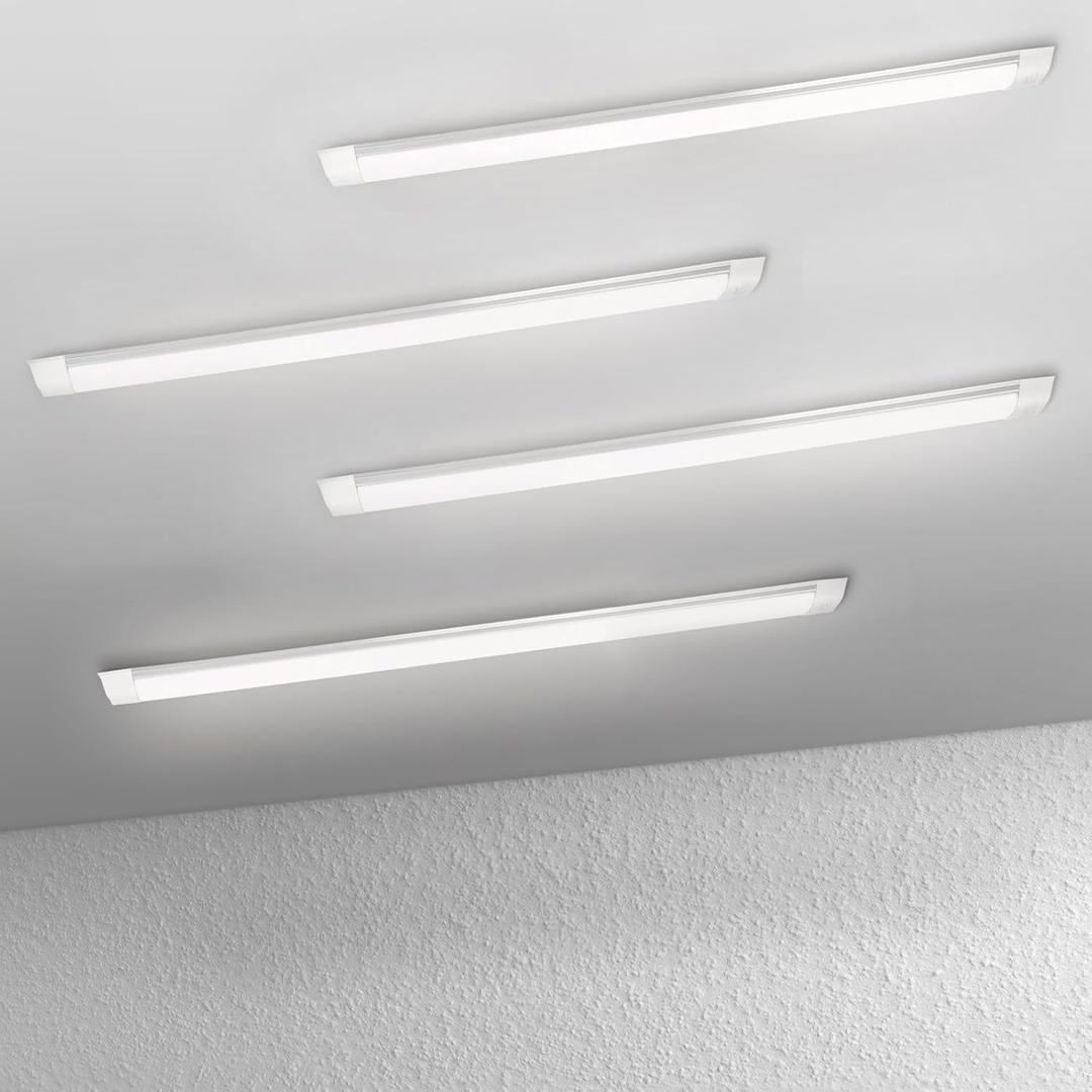 4-Pack 4FT LED Batten, Close to Ceiling Light fixtures, 40W, Ultra-Thin Day Light, 4000K, IP20, LED Ceiling Light for Garage, Stores, Warehouse, Office, Corridor, supermarkets, etc.