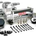VIAIR 444C Dual Air Compressor for Air Suspension (2 Pack) 12V Continuous Duty Cycle Compressor for Air Tanks, Bags & Air Horns 200 PSI (Chrome)