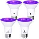 4 Pack BlueX LED PAR20 Flood Purple Light Bulb - 8W (65Watt Equivalent) - Dimmable - E26 Base Purple LED Lights, Party Decoration, Porch, Home Lighting, Holiday Lighting, Flood Lights