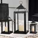 NEEDOMO Lanterns Decorative Outdoor&Indoor, Set of 3 Outdoor Lanterns for Porch, Vintage Candle Lantern Decor for Living Room, Fireplace, Fall, Christmas, Garden, Wedding, Yard, Bronze