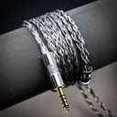 2 x Yongse White Zebra 0.78 2pin Earphone Upgraded Replacement Cable 7N Monocrystalline Copper Silver Plated IEM Monitors Headphone Audiophile Cables (4.4mm)