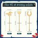 LemonRoad 24 Pcs 7 Inch Gold Derby Drink Stirrers Plastic Swizzle Stir Sticks with Horseshoe Trophy Racehorse Designs Derby Party Decorations for Coffee Cocktails Whiskey Beverage Bar Weddings Events