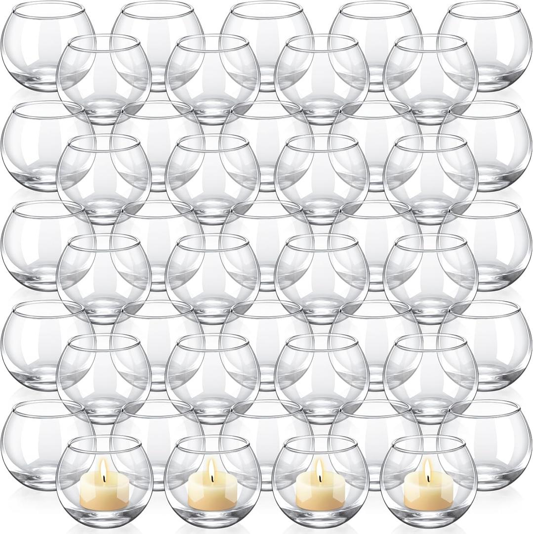 Ziliny 48 Pcs Clear Glass Votive Candle Holders Bulk Tealight Candle Holders Wedding Table Centerpiece Decor Vase for Wedding Bridal Shower Party Decoration