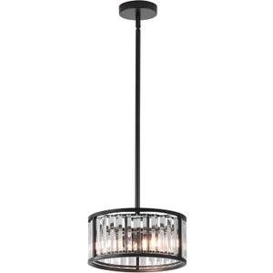 Black Flush Mount Ceiling Light, 2- Light Caged Crystal Chandelier, Small Drum Hallway Light fixtures Ceiling Mount, 11 INCH Black Pendant Light (2-Light)