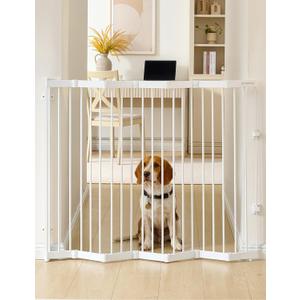 No Pawblems Retractable Safty Gate, Metal Adjustable Dog Gate for Doorways, Stairs & Hallways, Expands to 45" Wide, 36" Tall Gate, Auto Retract Design, No Bottom Bar, White