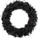 20'' Artificial Forsythia Wreath Spring Summer Fall Winter Wreaths for Front Door with Berries Silk Leaves Wreath for Halloween Decorations Porch Wall Window Indoor Outdoor Home Decor (Black)