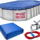 16x32 ft Oval Heavy Duty Winter Pool Cover, Royal Blue, Above Ground Pool