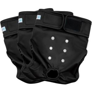 Paw Legend Washable Reusable Female Dog Period Diapers for Heat Doggie Puppy Diapers for Female Dogs (3 Pack, Medium) (Medium (15''-17'' Waist), Black (Black Lining))