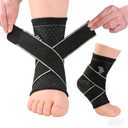 GAOUREL Plantar Fasciitis Relief & Ankle Brace - Adjustable Compression Sleeve for Heel Pain, Sports Injury, Tendinitis with Secure Arch Support - For Men & Women (Black, M)