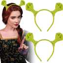 Green Ogre Ears Headband Cute Plush Elf Ears Animal Horns Hair Hoop Halloween Cosplay Party Dress Up Accessories (Small)