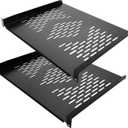 RIVECO 2 PCS 1U Server Rack Shelf 19 Rack-Mount Trays 16 Inches Vented Cantilevers for Server & Network Equipment Mounting, (40 CM) Depth, Black