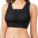 BRABIC Front Closure Post Surgical Compression Everyday Bra for Women Mastectomy with Removable Breast Support Band, L