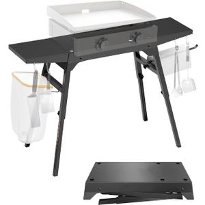 Sivsis Blackstone Griddle Stand for 17or 22, Portable Blackstone Grill Stand with Side Shelf, Tool Hooks, Paper Towel Holder and Trash Bag Holder, Grilling Stand for Outdoor Camping Garden Lawns