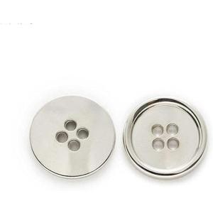 10 PCS Metal Buttons Suit Shirts Coats Sewing Round Retro 4-Hole Buttons for Clothes Decoration Handmaking (Silver, 15mm)