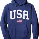USA Hoodie Women Men Unisex Patriotic American Flag July 4th Pullover Hoodie (Small, Navy Blue)