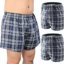 Incontinence Underwear for Men Washable 2 Pack Mens Leakproof Underwear with Front Fly for Bladder Leakage Protection Instant Absorbency Mens Incontinence Boxers (2X-Large, Dark Blue Plaid)