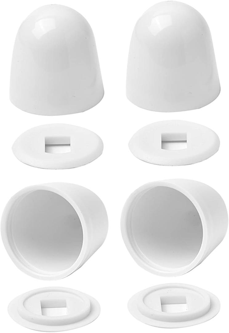 4Packs Universal Toilet Bolt Caps, Round Plastic Push-On Toilet Bowl Bolt Caps Covers, with Extra Washers for Easy installation, 1.44 Inch Height, White Color