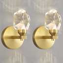 Set of 2 Gold Wall Sconces Modern Crystal Vanity Lighting for Bathroom Bedroom Living Room Entryway Wall Light Hallway Dining Room Lights Wall Mount Lighting Fixture Warm Light