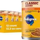 Pedigree Chopped Ground Dinner Wet Dog Food, Chicken, 13.2 oz, 12 Count 100% complete & balanced, slow cooked with real chicken, supports lean muscles, serve as topper or complete meal, (EXP 07/11/28)