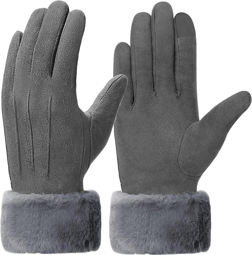 Winter Gloves for Women, Touch Screen Cold Weather Thermal Warm Windproof Gloves, Soft Thick Fleece Lining Glove