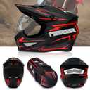 Youth Motorcross Helmet, Kids Dirt Bike Helmets, Motorcycle Helmets Off-Road Mountain Bike BMX MX ATV Helmet with(Gloves Goggles Mask) 4Pcs Set - DOT Approved (B-Red, Large)
