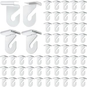 Vicenpal 100 Pair Drop Ceiling Hooks Bulk for Classrooms Hanging, Metal Suspended Track Tile Hooks Aluminum White Heavy Duty T Bar Clips, Hold up to 20 Lbs for School Offices Plants Decorations
