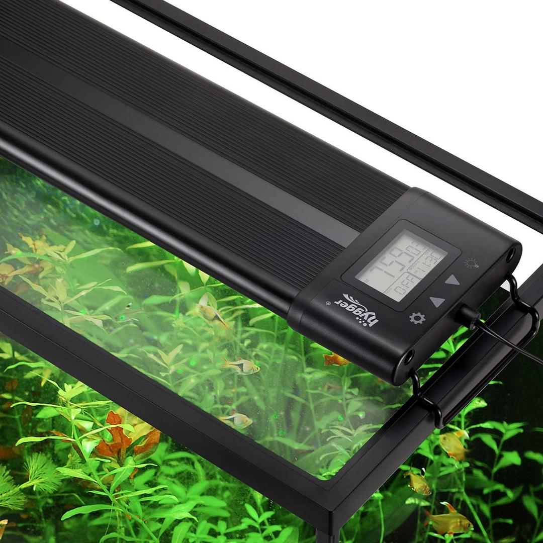 hygger Auto On Off LED Aquarium Light 24-30 Inches Dimmable 7 Colors Full Spectrum Fish Tank Light Fixture for Freshwater Planted Tank Build in Timer Sunrise Sunset