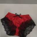 WDIRARA Women's 2 Piece Lingerie Floral Lace Cami Top with Satin Shorts Sleepwear Pajama Set (Black and Red)