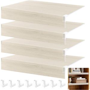 Wire Rack Covers for Pantry Shelf Covers for Wire Shelving Liners Removable 4 Pack with Holders for Closet Pantry Kitchen Bathroom Office Store, 24 x 12 Inch, Beige Oak Color