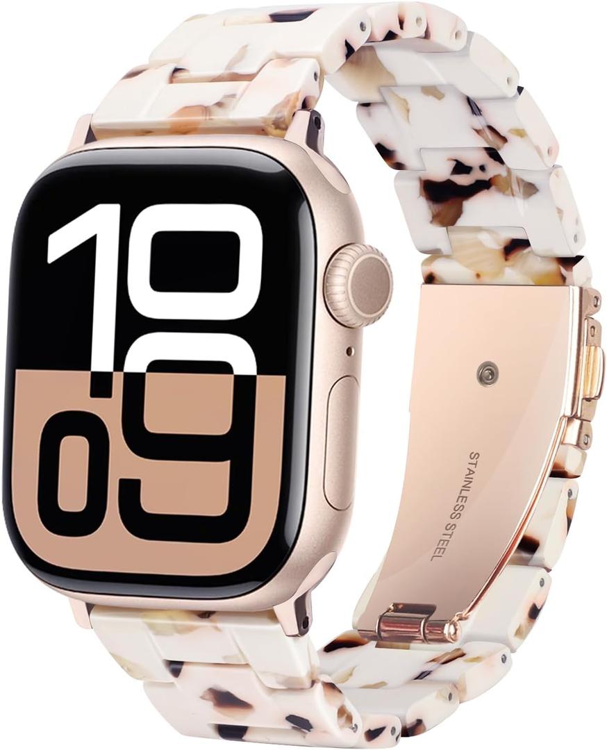 HOPO Compatible With Apple Watch Band 38mm 40mm 41mm 42mm 44mm 45mm 46mm 49mm,Resin Watch Strap Bracelet Wristband Fashion Lightweight Replacement For iWatch Bands Series 11 Ultra 10 9 8 7 6 5 4 3 2 1 SE for Women Men