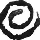1M Bicycle Chain Heavy Duty 5 Digit Lock Combination Code Thick Bike Chain Motorbike Lock (Black)