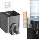 Cup Dispenser 2 Seats, Holder for 2-16 OZ Paper & Plastic Disposable Cups, Adhesive Cup Dispenser Wall Mount for Water Cooler, Coffee Station, Office, Bathroom, Wall (Dark Gray)