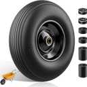 Wheelbarrow Wheel 4.00-6 tire 13"Flat Free Wheelbarrow Tires, Solid Wheel barrow Wheels and tires Replacement 5/8"3/4" Bearings, 1.75" Center Hub, Fits Garden Cart, Dolly, Hand Truck, Trailer, Wagon