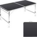 Folding Table Portable Picnic Table 4FT Camping Table Camp Table Black Aluminum Outdoor for Card BBQ 4723.627/24/21 inch