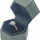 Velvet Ring Box - Octagon Engagement Ring Box with Hinged Lid for Proposal Engagement Wedding, Proposal Ring Case Jewelry Box with Gold Lace PRB020-Dark Green