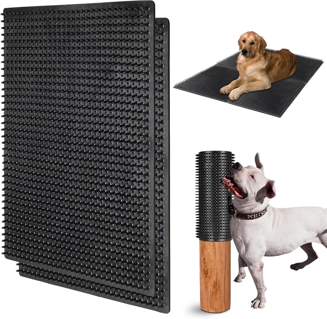 2 PCS Soft Itch Relief Pad for Dog, Gentle Scratching Post Mat Massage Bed for Summer, 14.17''*11.81'' Dog Back Scratcher and Massager, Fit for Sofa, Ground, Wooden Stake, Wall, etc (Medium)