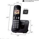 Panasonic Cordless Phone, 1.6" Backlit Display, Call Block, Speakerphone, 10 Hours Talk Time, 1 Handset - KX-TGC200B (Black)