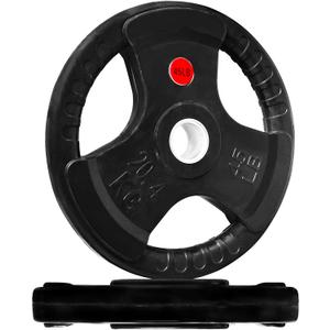 Fitvids Olympic Cast Iron Plate for Strength Training and Weightlifting, Pairs, Sets or Set with Barbell, Multiple Sizes (Rubber Coated)