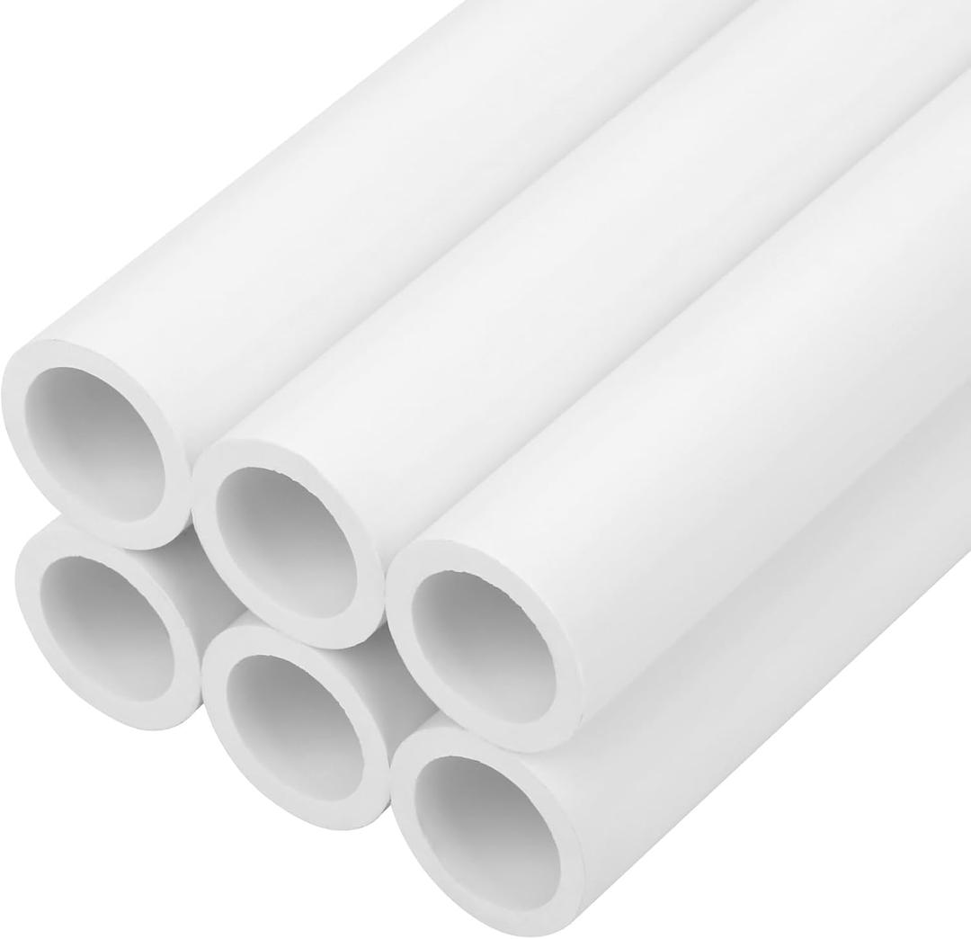 6Pcs 1/2 Inch PVC Pipe 34"(2.83FT) Long Sch40 Industrial Pipes for Home DIY, Greenhouse, Garden, Farm, Workshop, Furniture Grade, White (0.50" x 34"L)